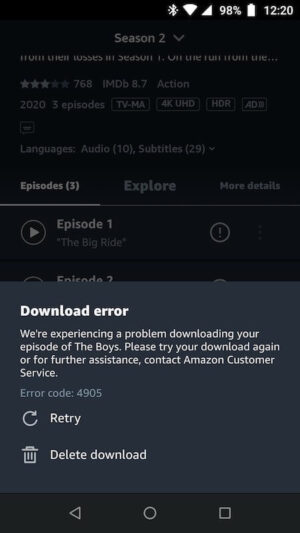 Amazon Prime Video Error Code 4091, 4919, 4921 or 4905