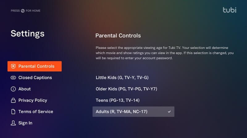 How-to-Set-up-or-Manage-Parental-Controls-Settings-and-Use-Tubi-Kids-Mode-on-smart-TV-Android-phone-iPhone-Roku