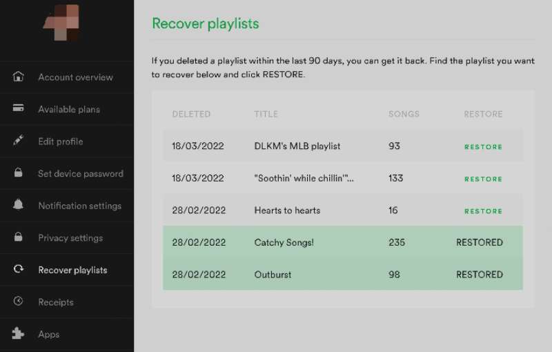 Ways to Find Restore Deleted Playlists on Spotify Website